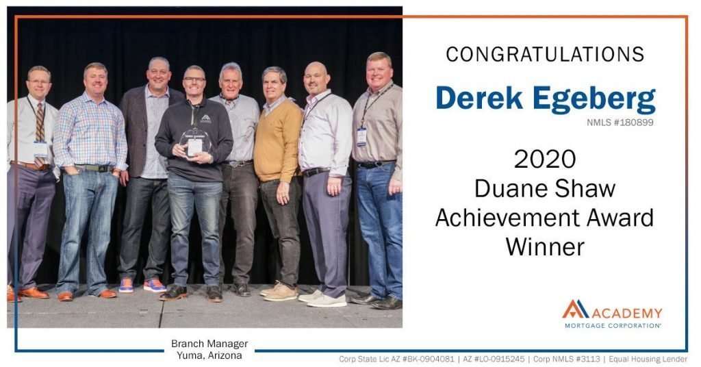 Derek Egeberg Awarded Duane Shaw Achievement Award Derek Egeberg Awards
